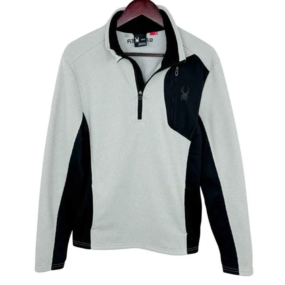 Spyder Bandit Quarter Zip Fleece Lined Performance Jacket Grey Black Mens M